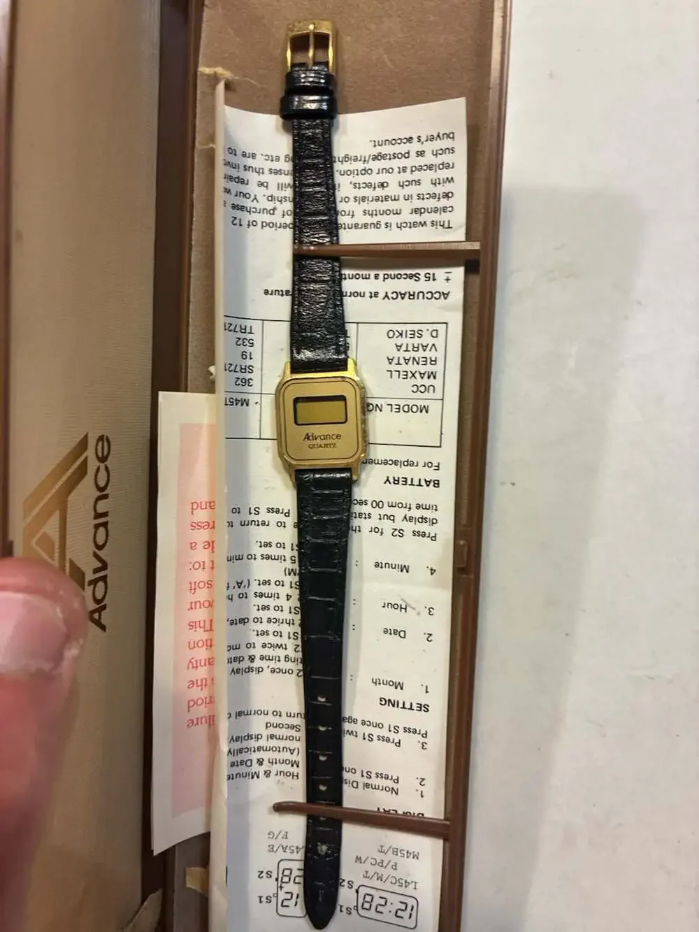 Vintage Advance Quartz Digital Wristwatch with Original Box and Manual